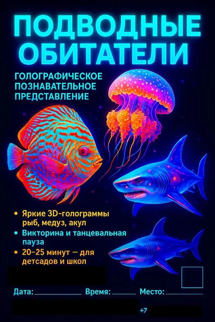 🌊 Голографическое познавательное представление “Подводные обитатели” — яркое подводное...