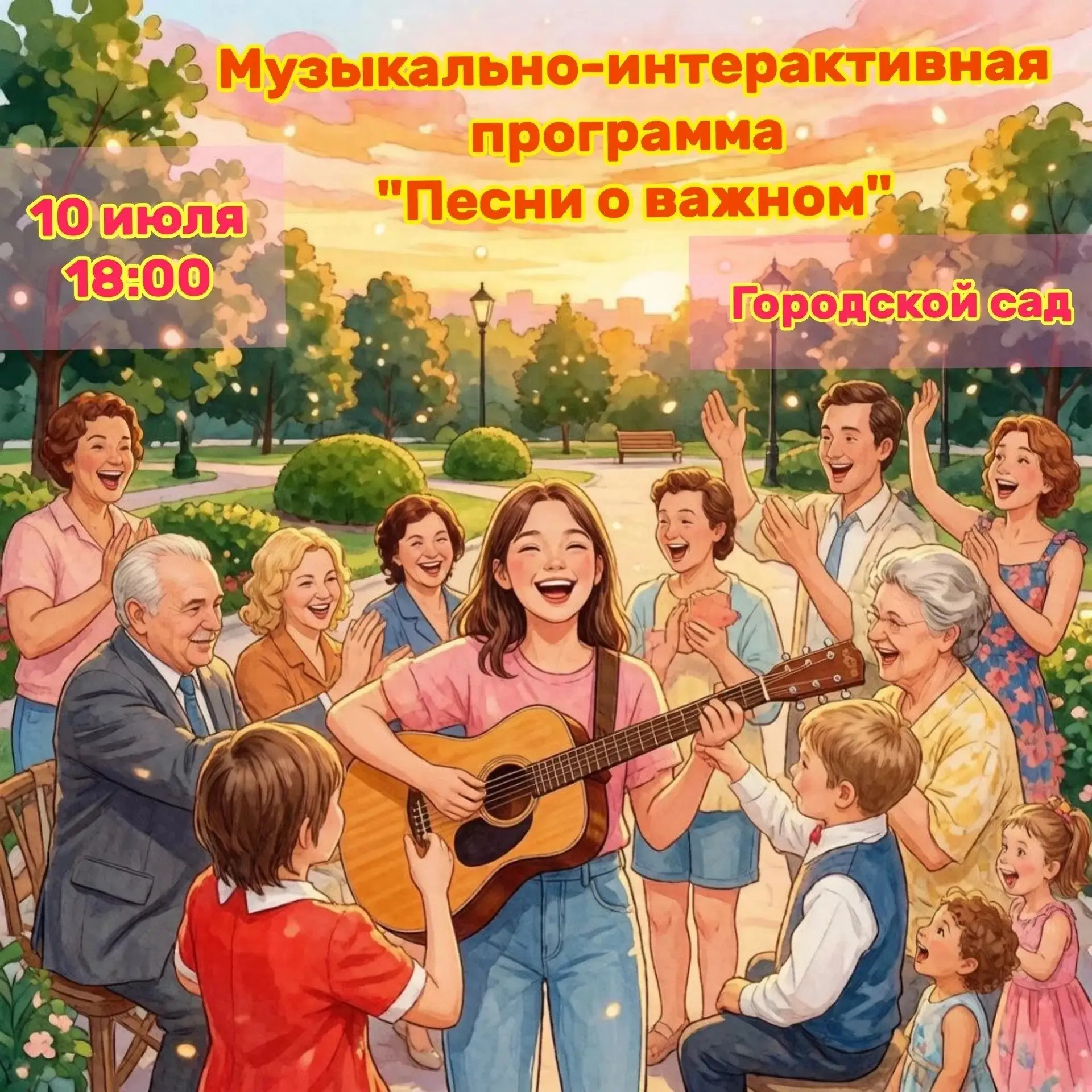 🎸 «Песни о важном»

Музыкально-интерактивная программа под открытым небом.

Приходите слушать — ост