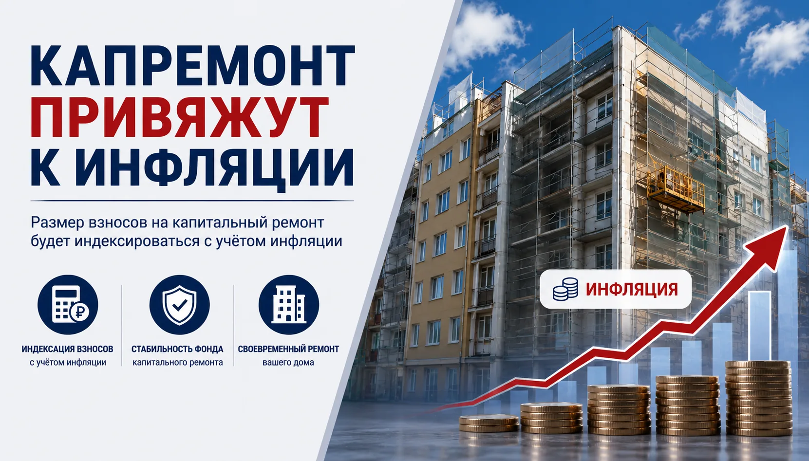 Капремонт привяжут к инфляции 

Стоимость контрактов на капремонт МКД разрешат индексировать по инфл