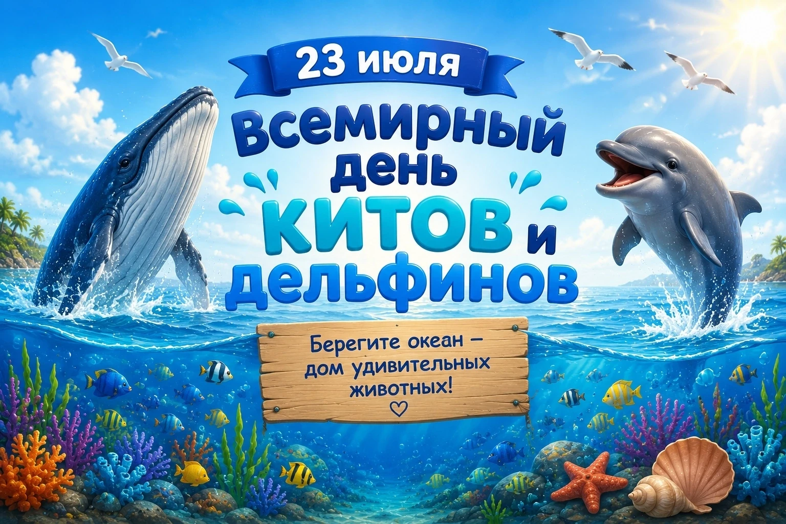 🐳 Всемирный день китов и дельфинов! 🐬

Сегодня особенный день — праздник самых умных, добрых и заг