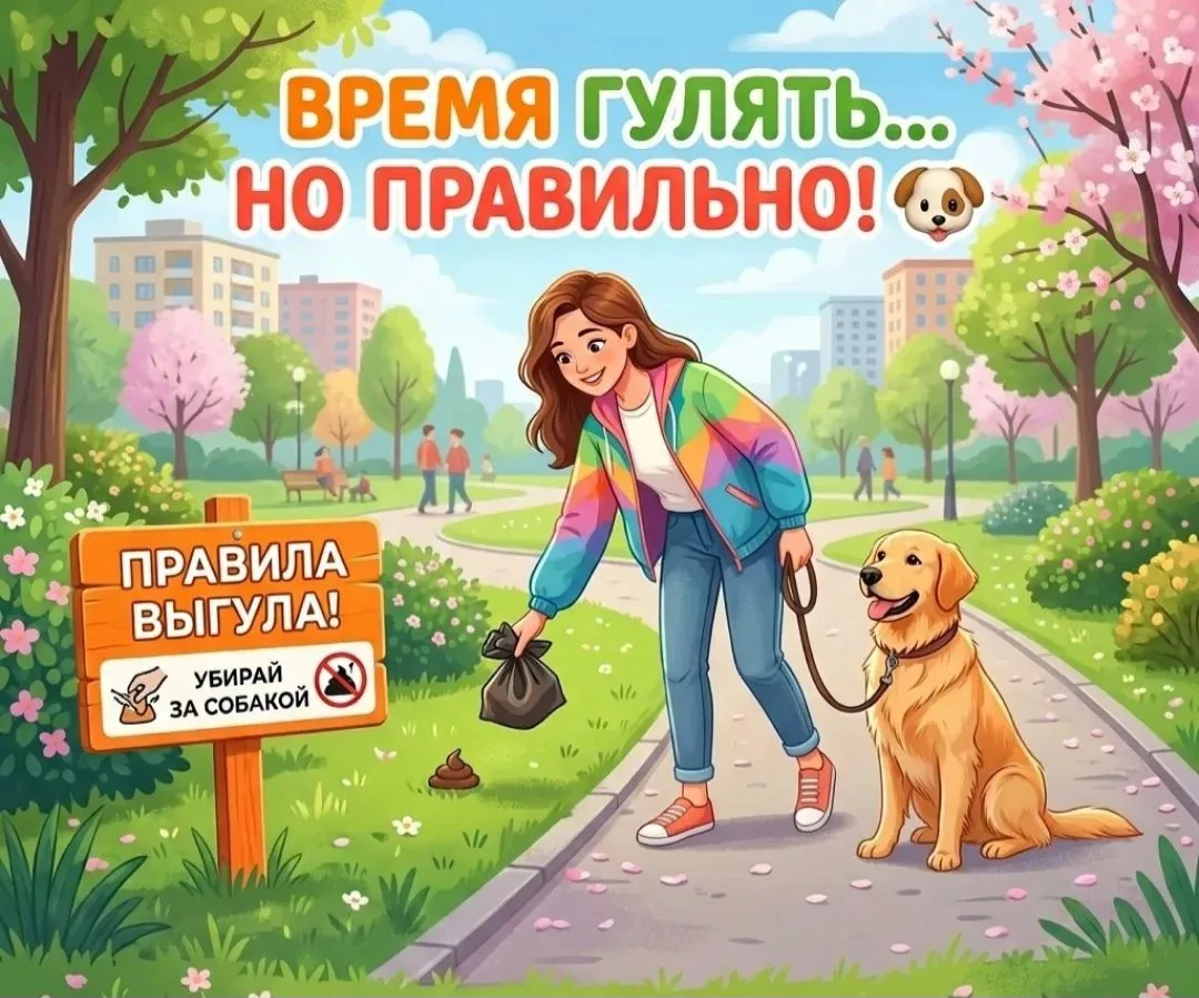 ВРЕМЯ ГУЛЯТЬ... НО ПРАВИЛЬНО 🦮 
🐶Основные правила выгула домашних животных 

 🌸С наступлением вес