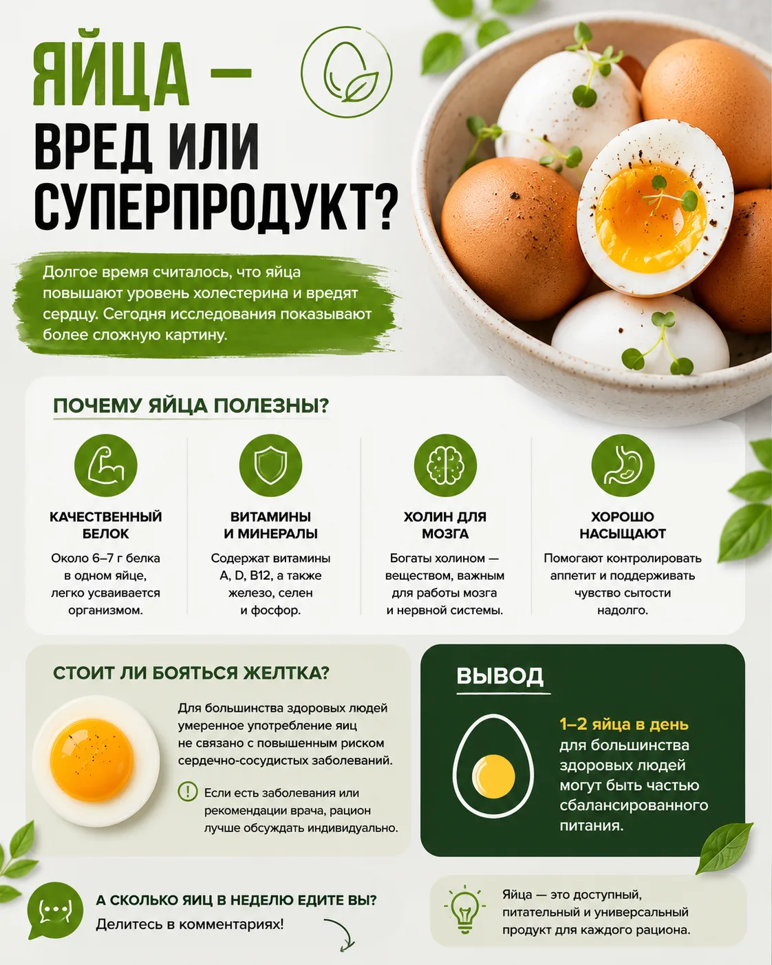 Многие до сих пор считают, что яйца повышают холестерин и вредят сердцу. Этот миф появи...
