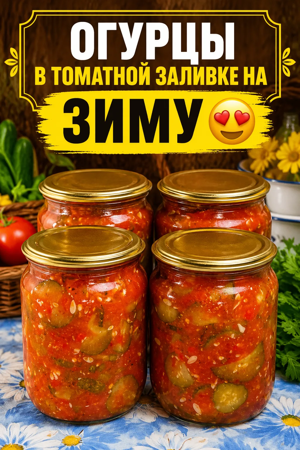 ОГУРЦЫ В ТОМАТНОЙ ЗАЛИВКЕ НА ЗИМУ 😍