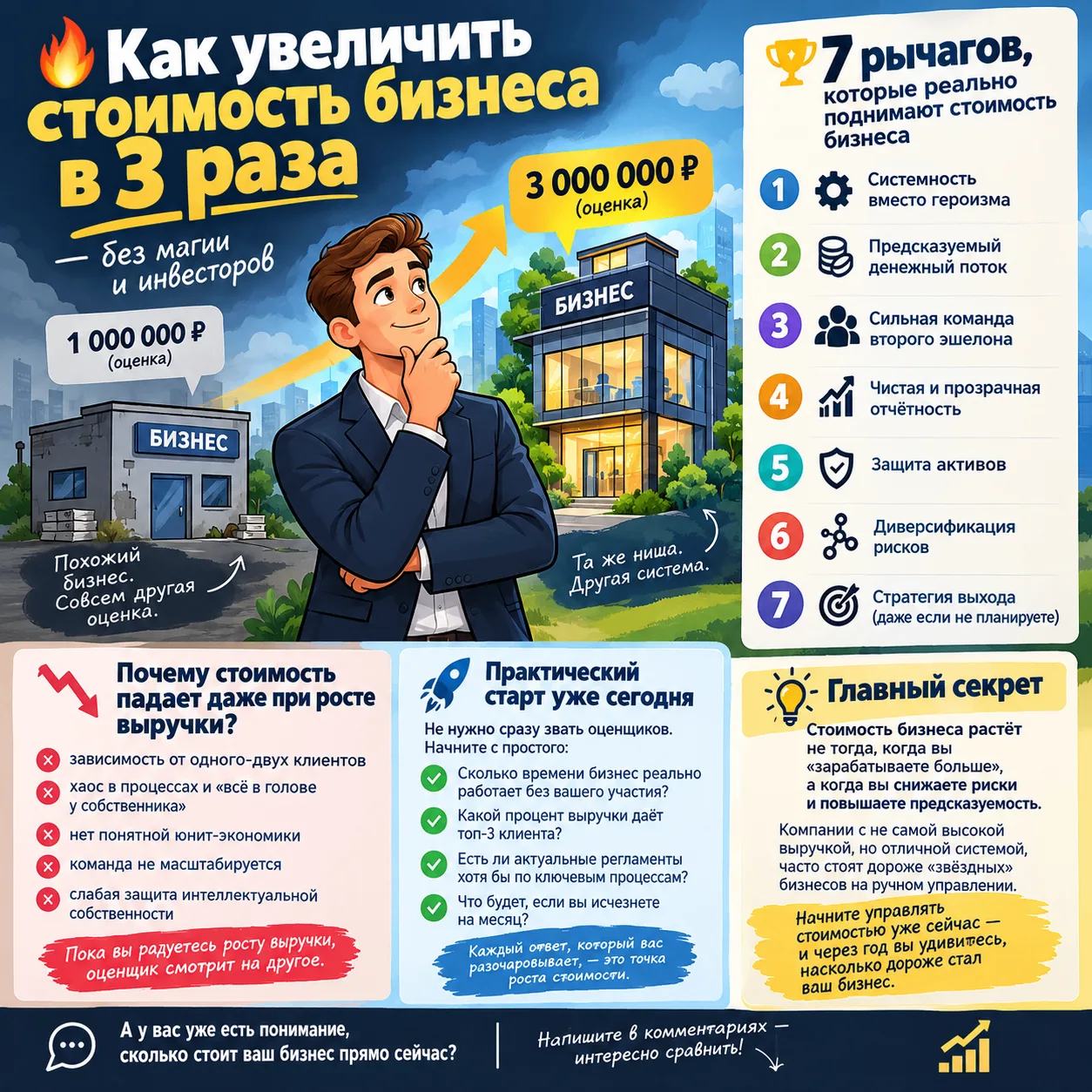 🔥 Как увеличить стоимость бизнеса в 3 раза — без магии и инвесторов