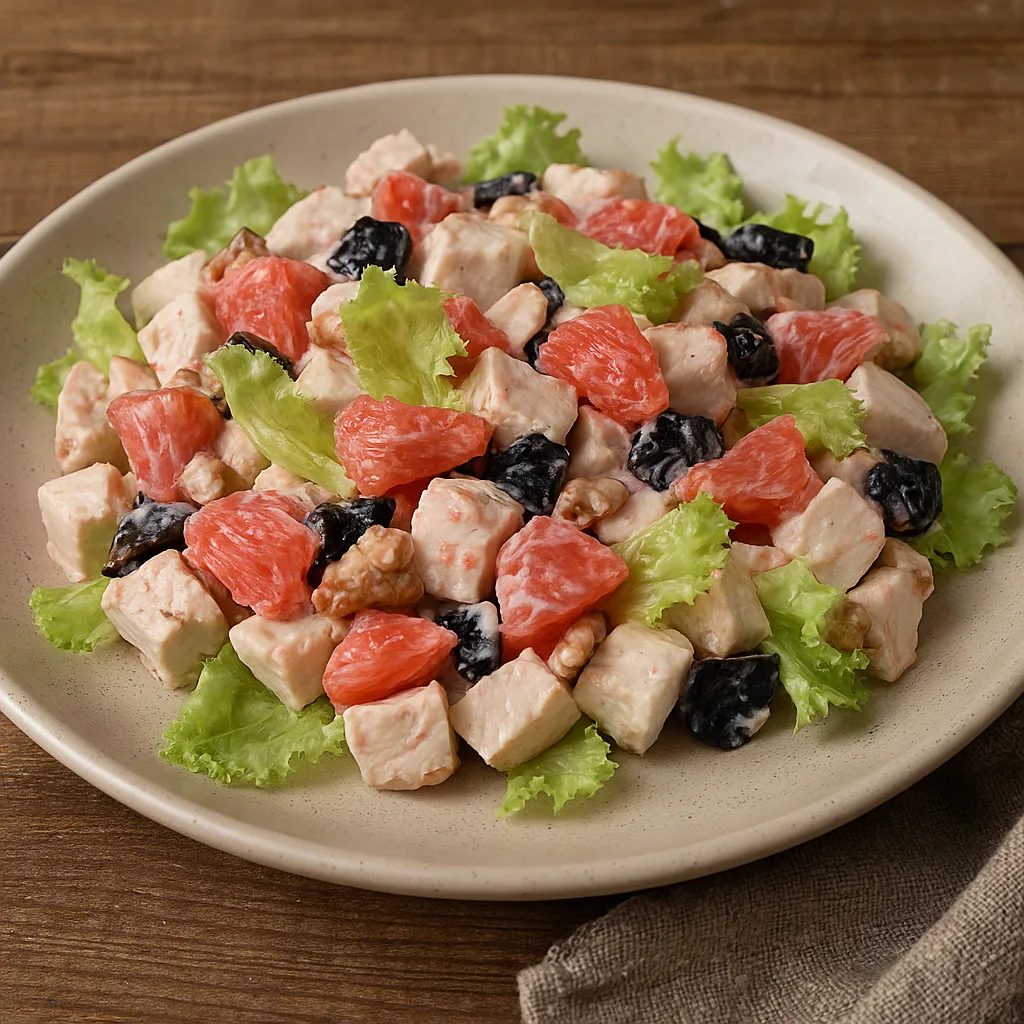 🥗 Куриный салат с черносливом и грейпфрутом (необычное, но идеально работающее сочетание продуктов) 