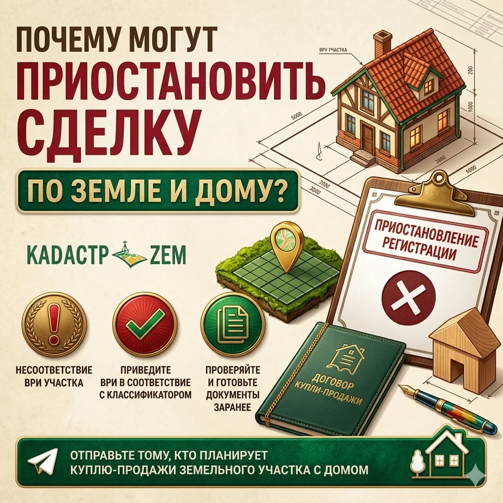 🛑 Недавно обратился клиент с приостановлением в регистрации права собственности на земельный участо