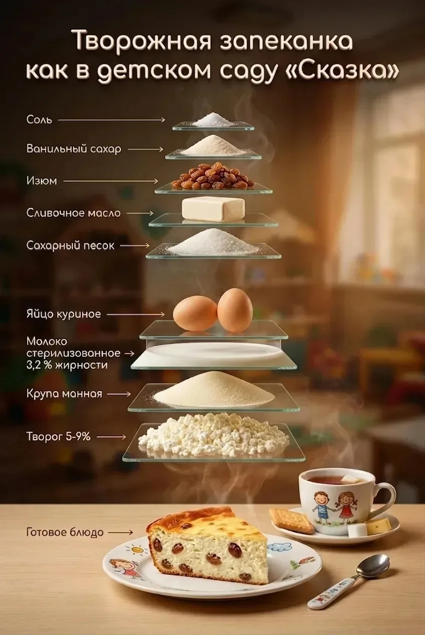 ❤️Вы помните вкус творожной запеканки из детства? Готовьте как в детском саду вместе с детьми, вспом