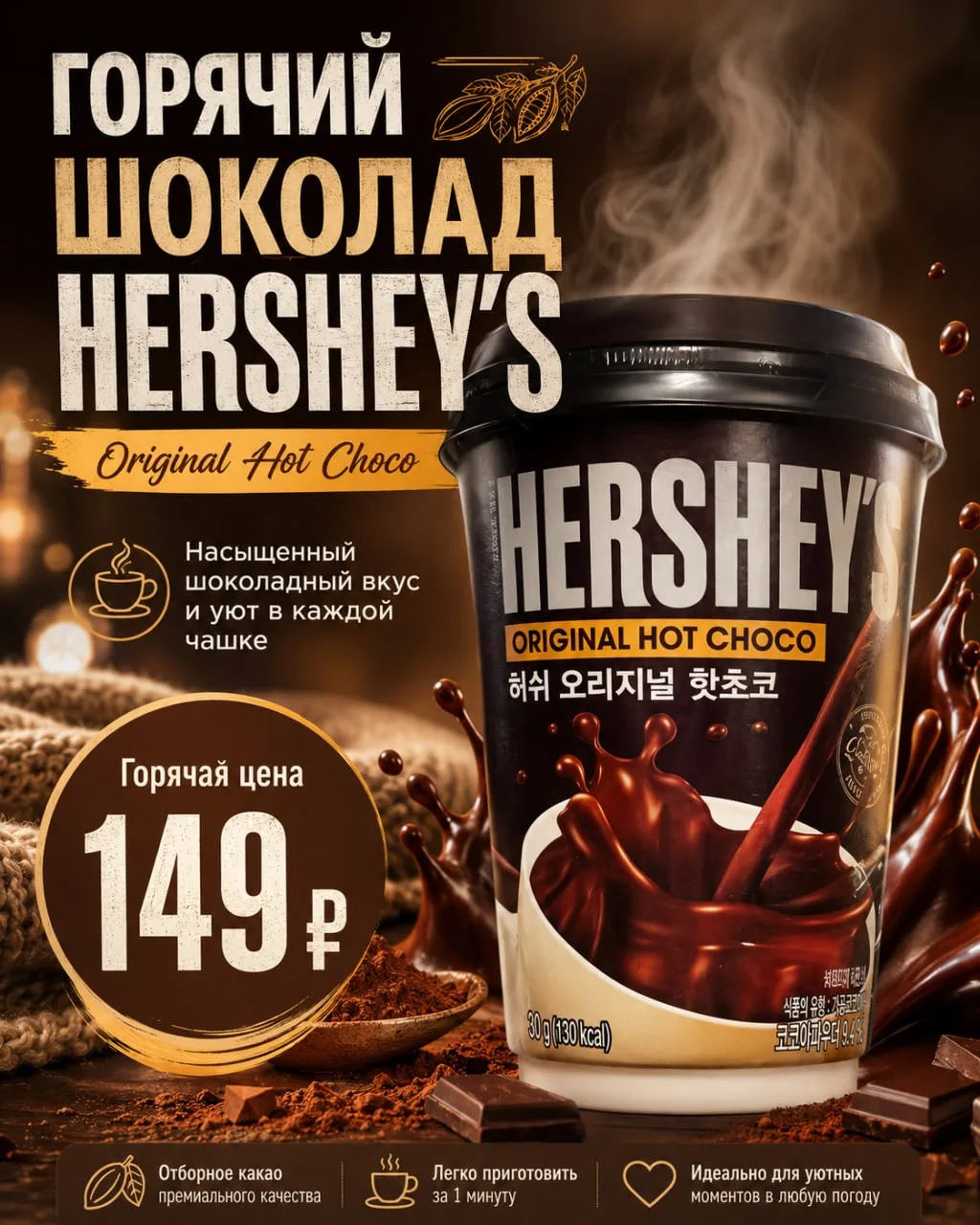 Доброе жаркое утро ☀️

Начинаем день с любимого вкуса: горячий шоколад Hershey’s в двух вариантах - 