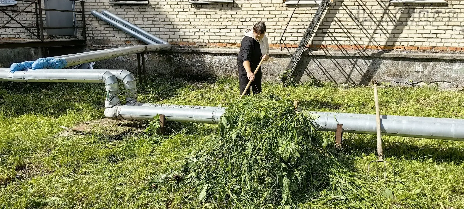 Сотрудники Ненашевского дома культуры провели работы по благоустройству прилегающей тер...
