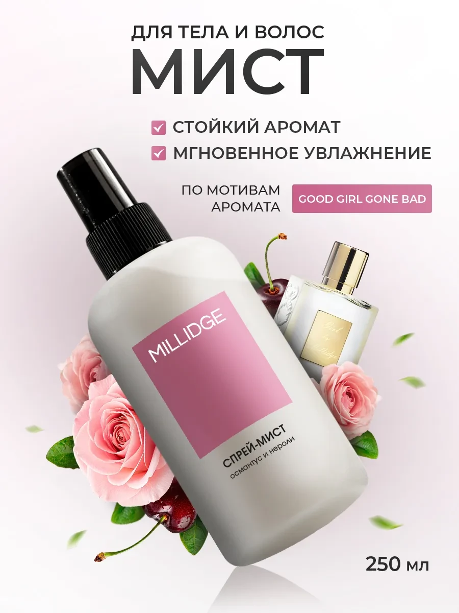 ⚡️ Парфюмированный спрей мист для тела и волос, MILLIDGE