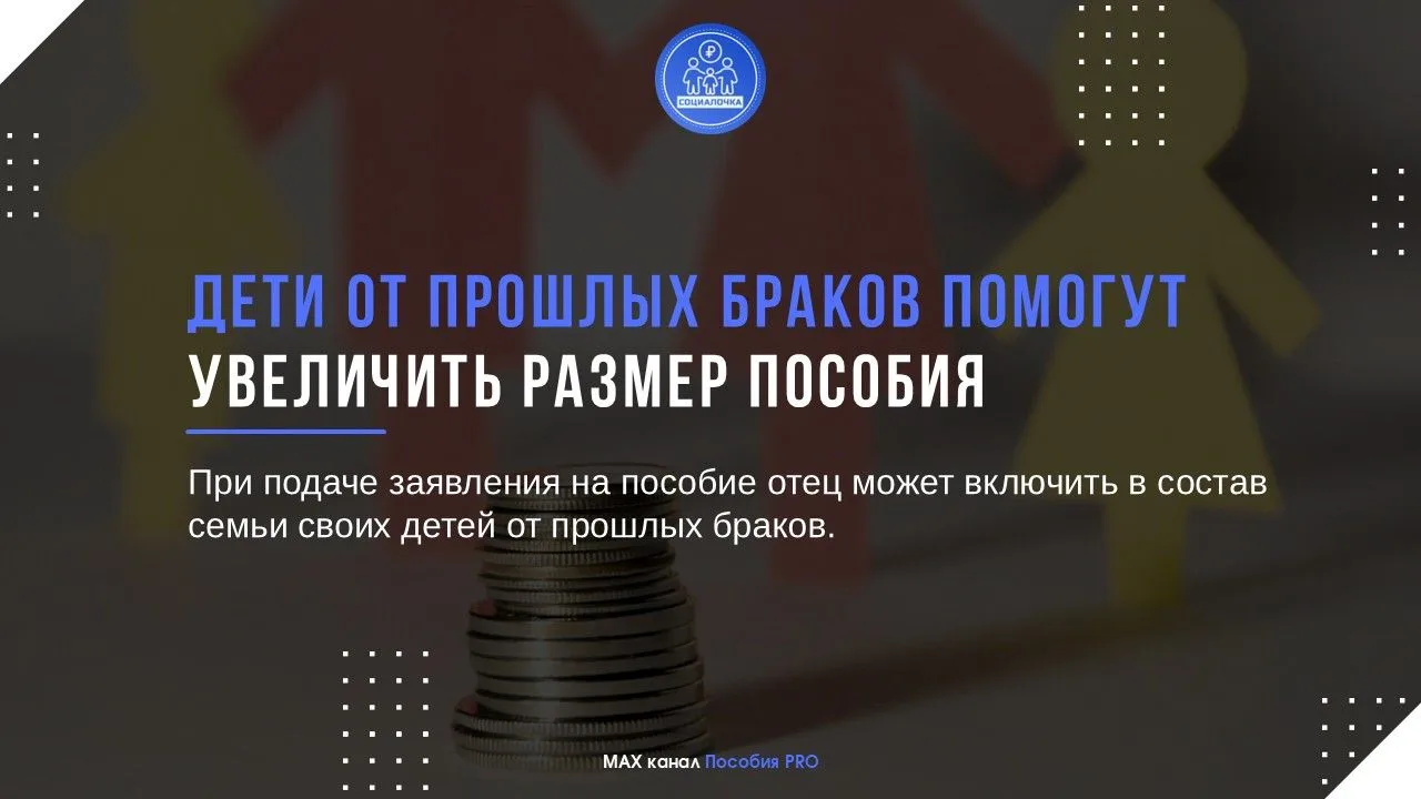 💰Дети от прошлых браков помогут увеличить размер пособия

При подаче заявления на пособие отец може