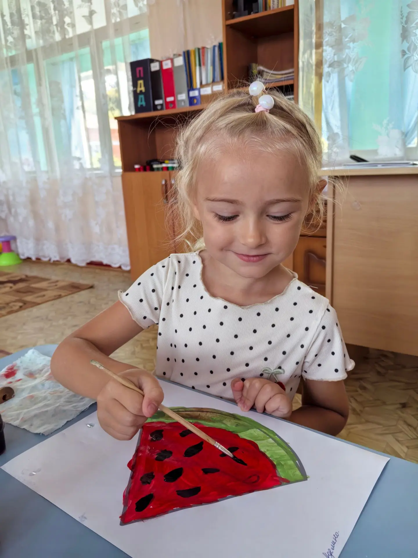 🍉 Сочные дольки арбуза от наших ребят из средней группы!