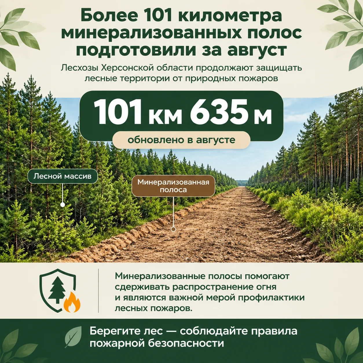 🔥🌲 Более 101 километра минерализованных полос подготовили в лесхозах региона за август