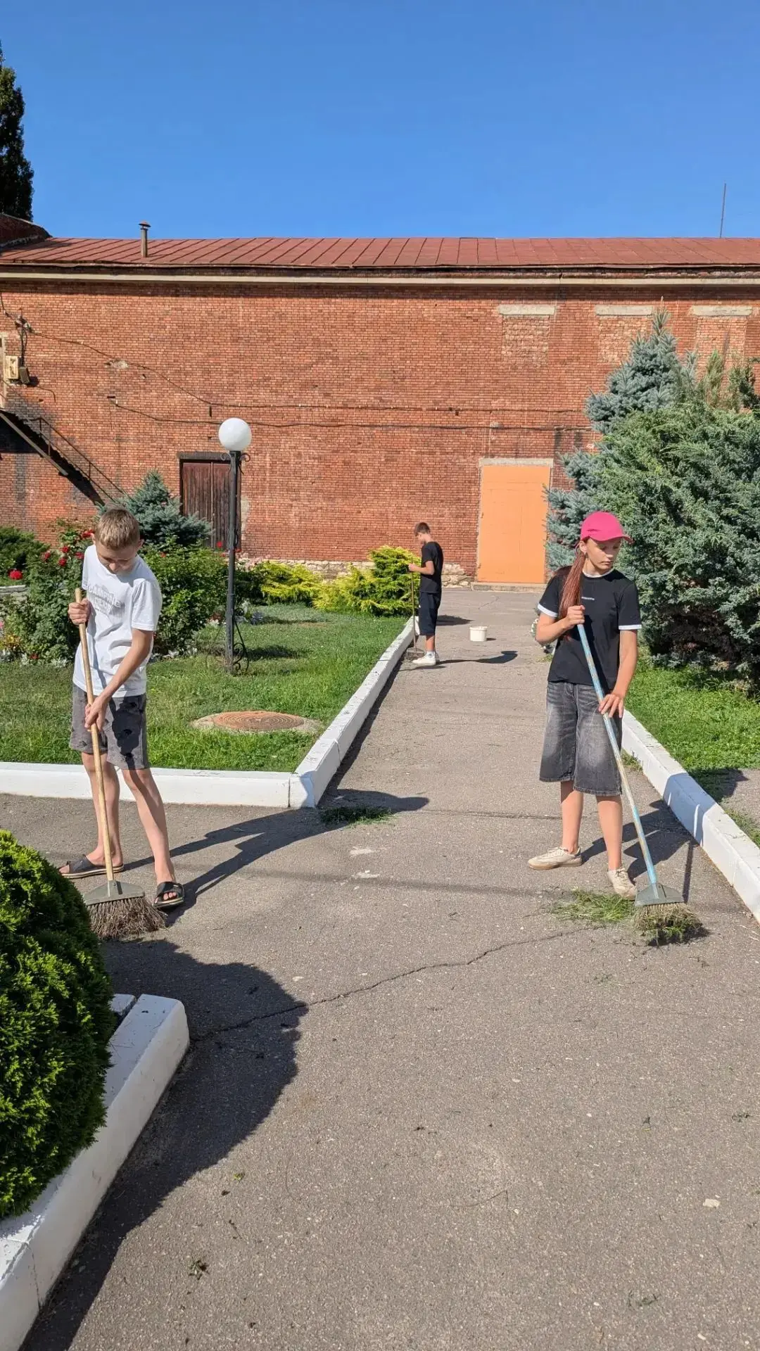 🌳На учебном опытном участке по-прежнему кипит работа — школьники продолжают отработку....