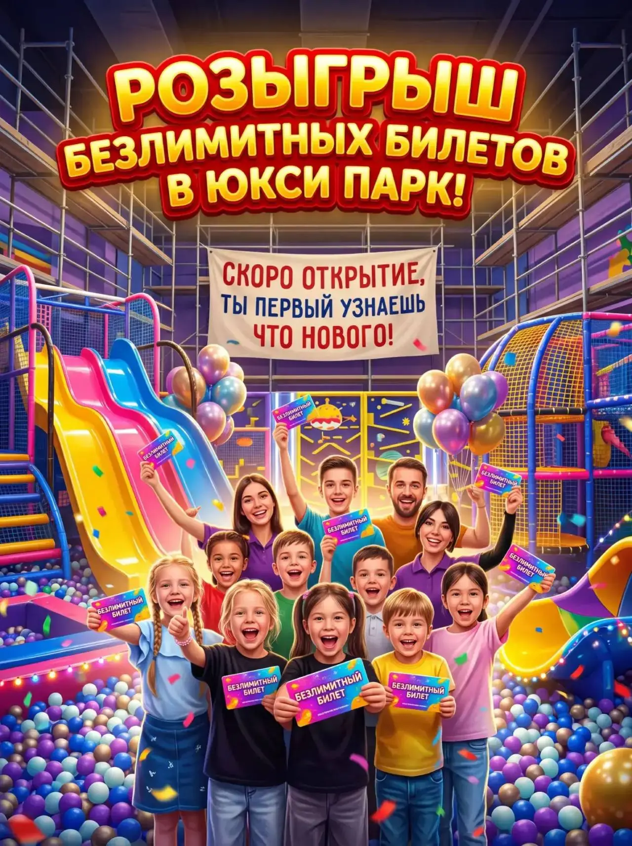 РОЗЫГРЫШ 3 БЕЗЛИМИТНЫХ БИЛЕТОВ НА ДВОИХ В ЮКСИ ПАРК!