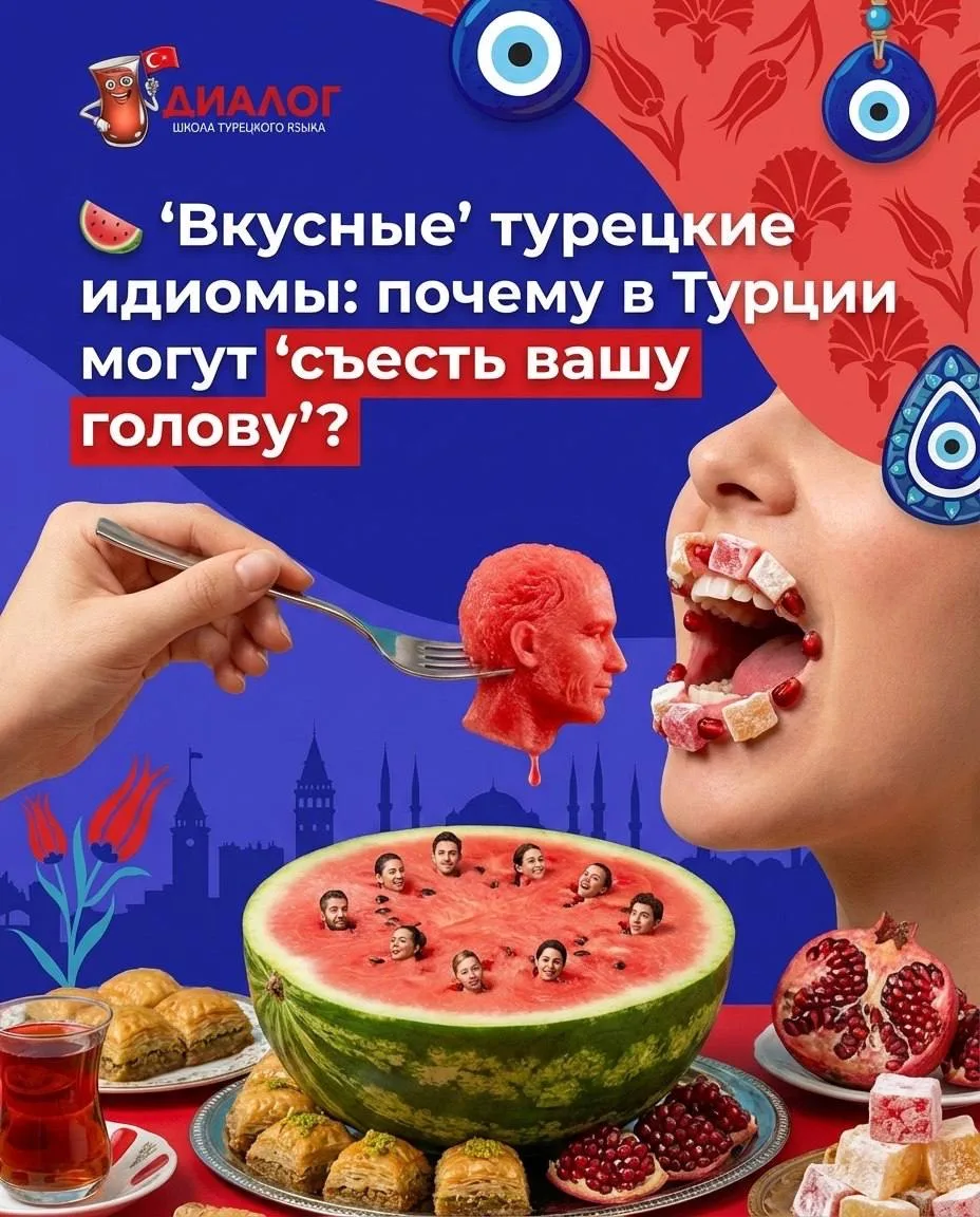 🍉 «Вкусные» турецкие идиомы: почему в Турции могут «съесть вашу голову»? 🤣