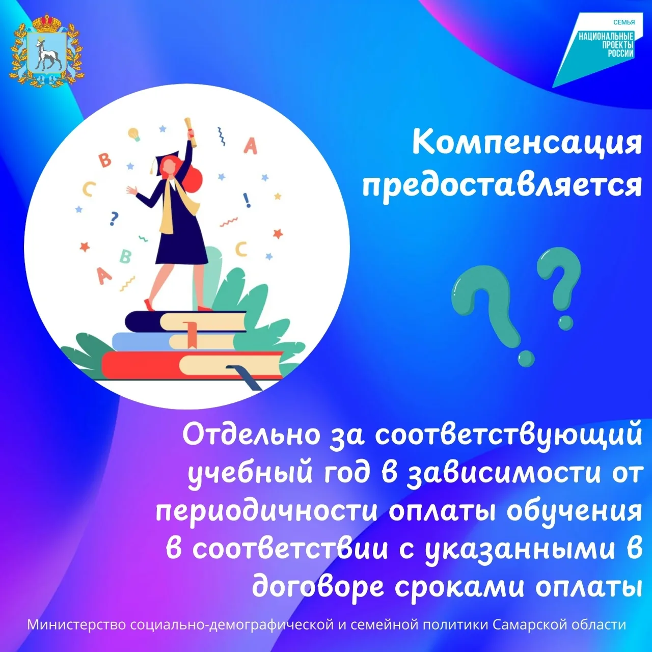 В Самарской области многодетные семьи могут оформить компенсацию в размере 50% от стоимости обучения