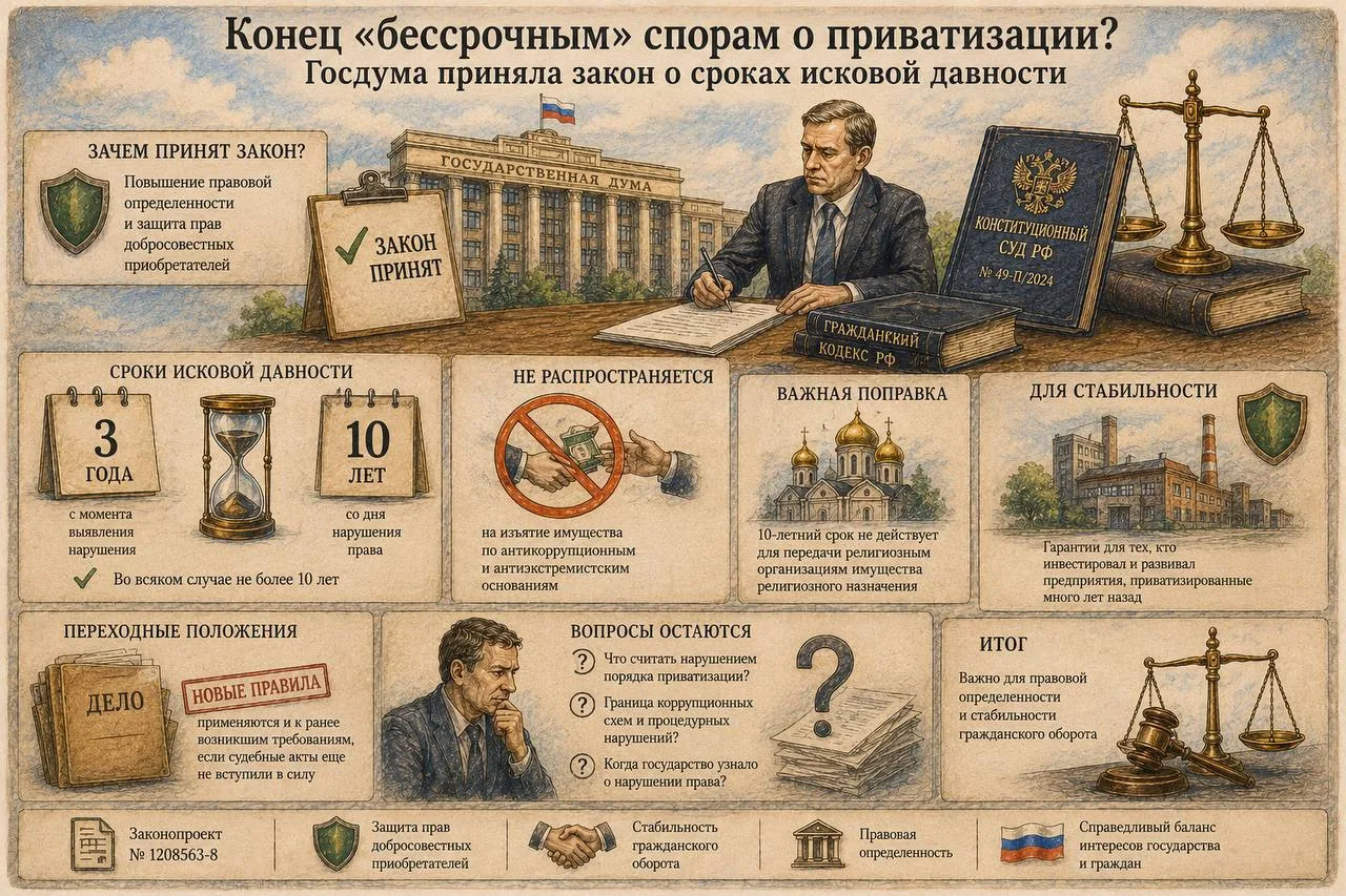 Конец «бессрочным» спорам о приватизации? Госдума приняла закон о сроках исковой давности