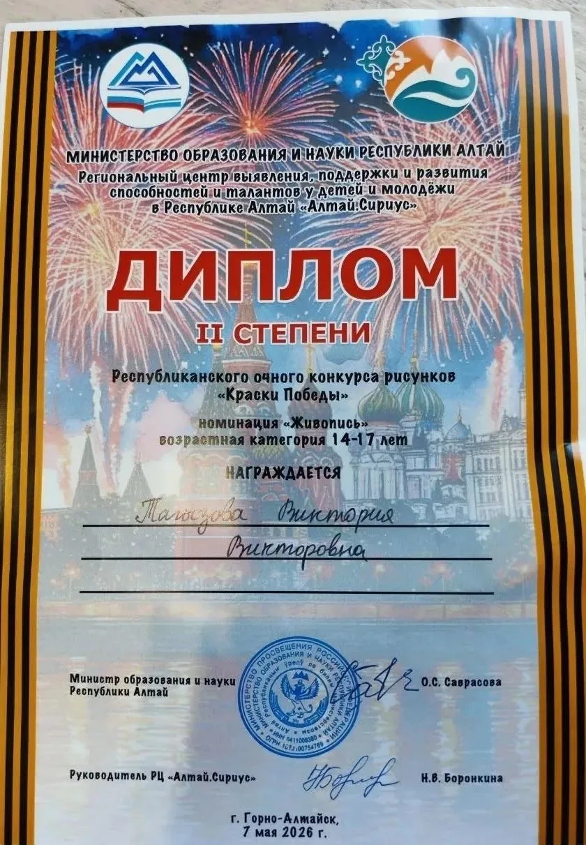 Гордимся нашими талантливыми учениками! Учащиеся нашей школы Дымова Марина, Тагызова Виктория и Шалт