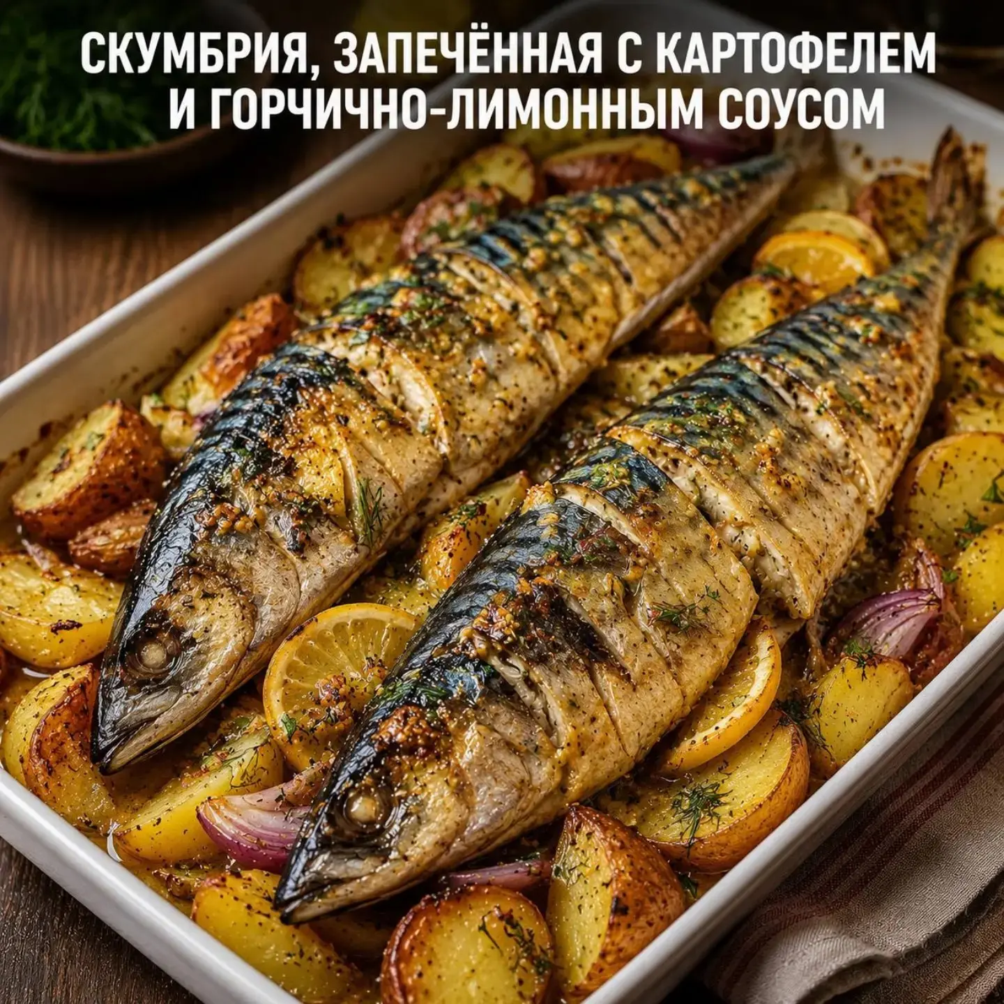 🐟 Скумбрия, запечённая с картофелем и горчично-лимонным соусом