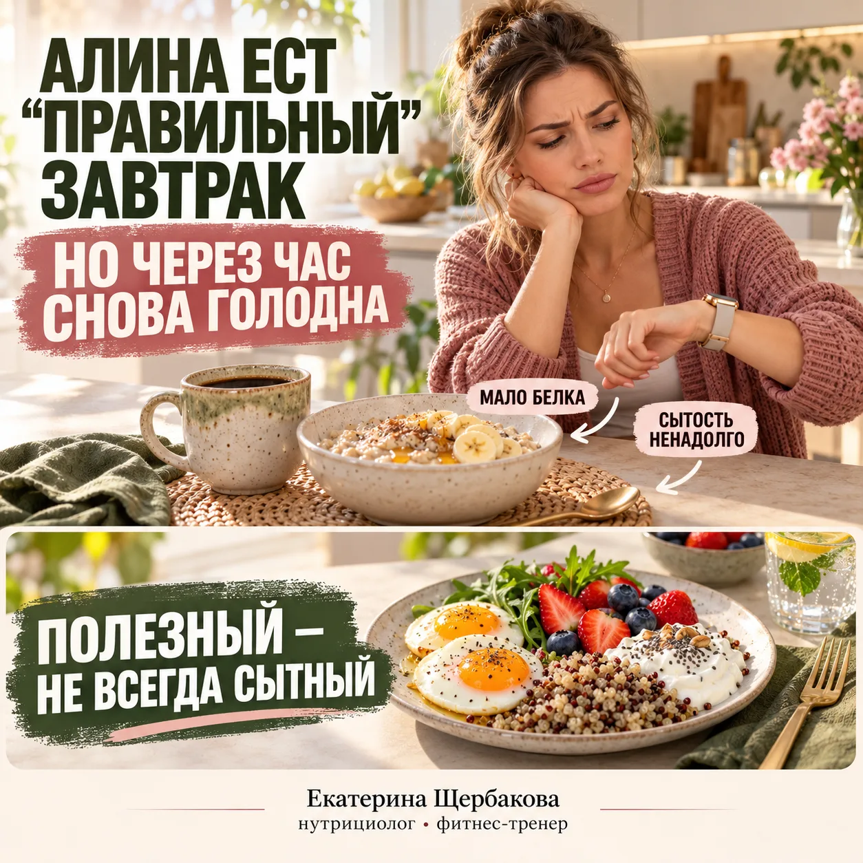 АЛИНА ЕСТ «ПРАВИЛЬНЫЙ» ЗАВТРАК, НО ЧЕРЕЗ ЧАС СНОВА ГОЛОДНА