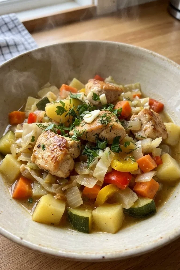 Овощное рагу с курицей