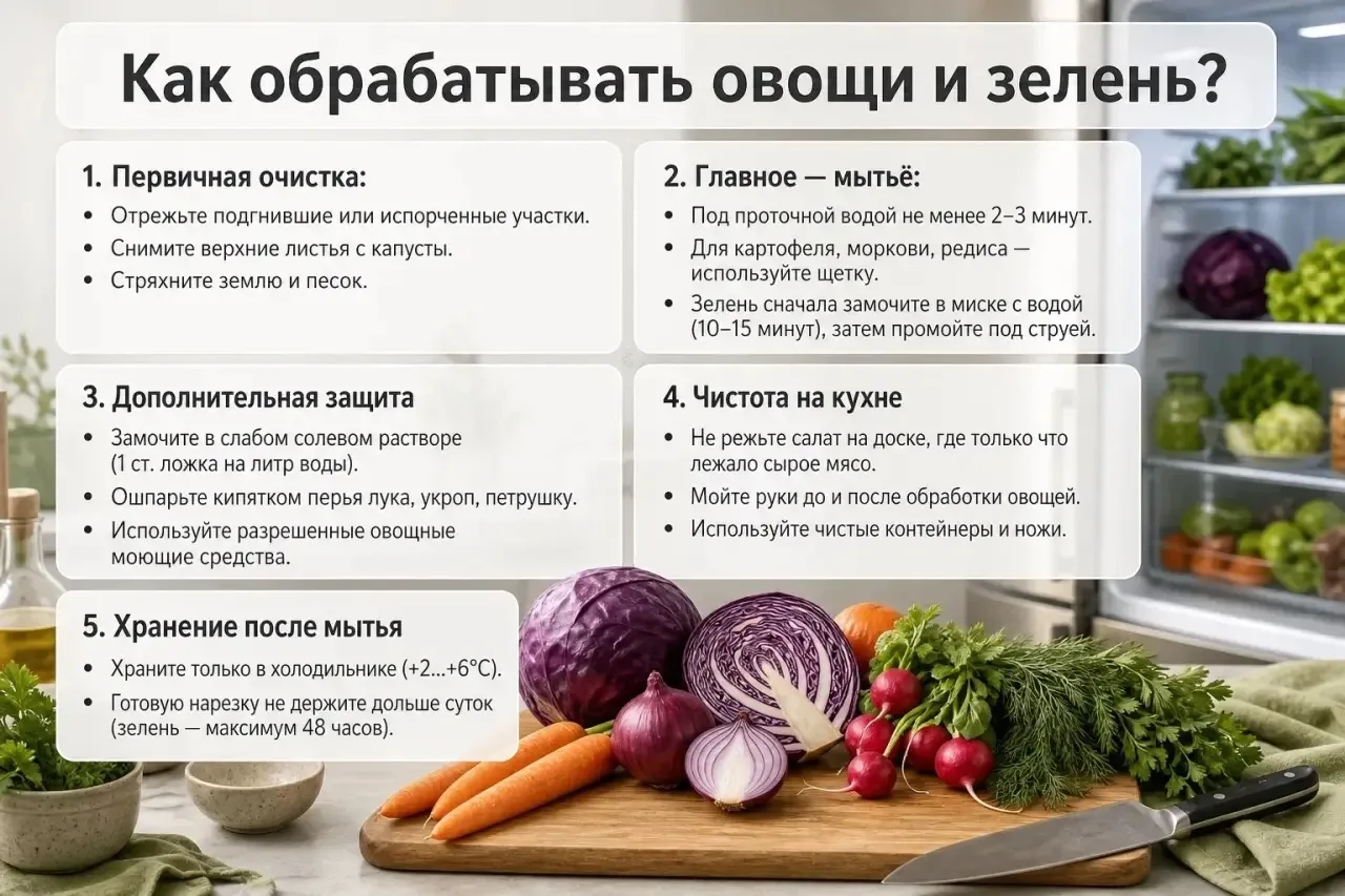 С грядки на стол: как обрабатывать овощи и зелень, чтобы не заболеть