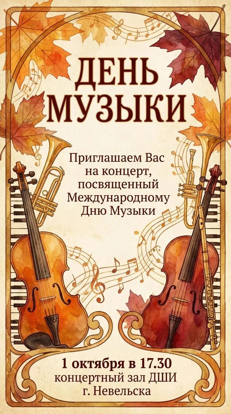 Дорогие друзья! Мы рады пригласить вас на концерт, посвящённый Международному дню музык...