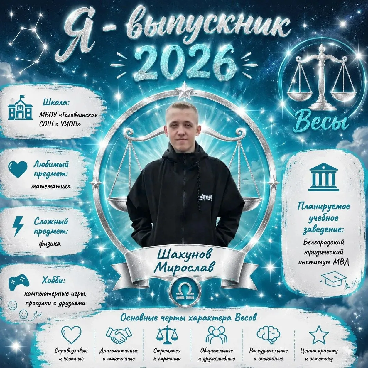 Последний из Весов: встречайте Шахунова Мирослава! 

Алгебра — его школьный фаворит: «Нравилось реша
