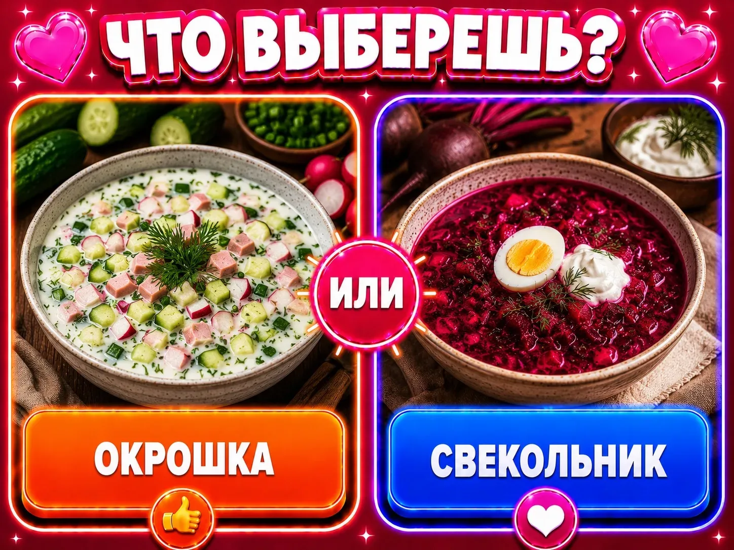 Окрошка или свекольник?

Что выберешь?