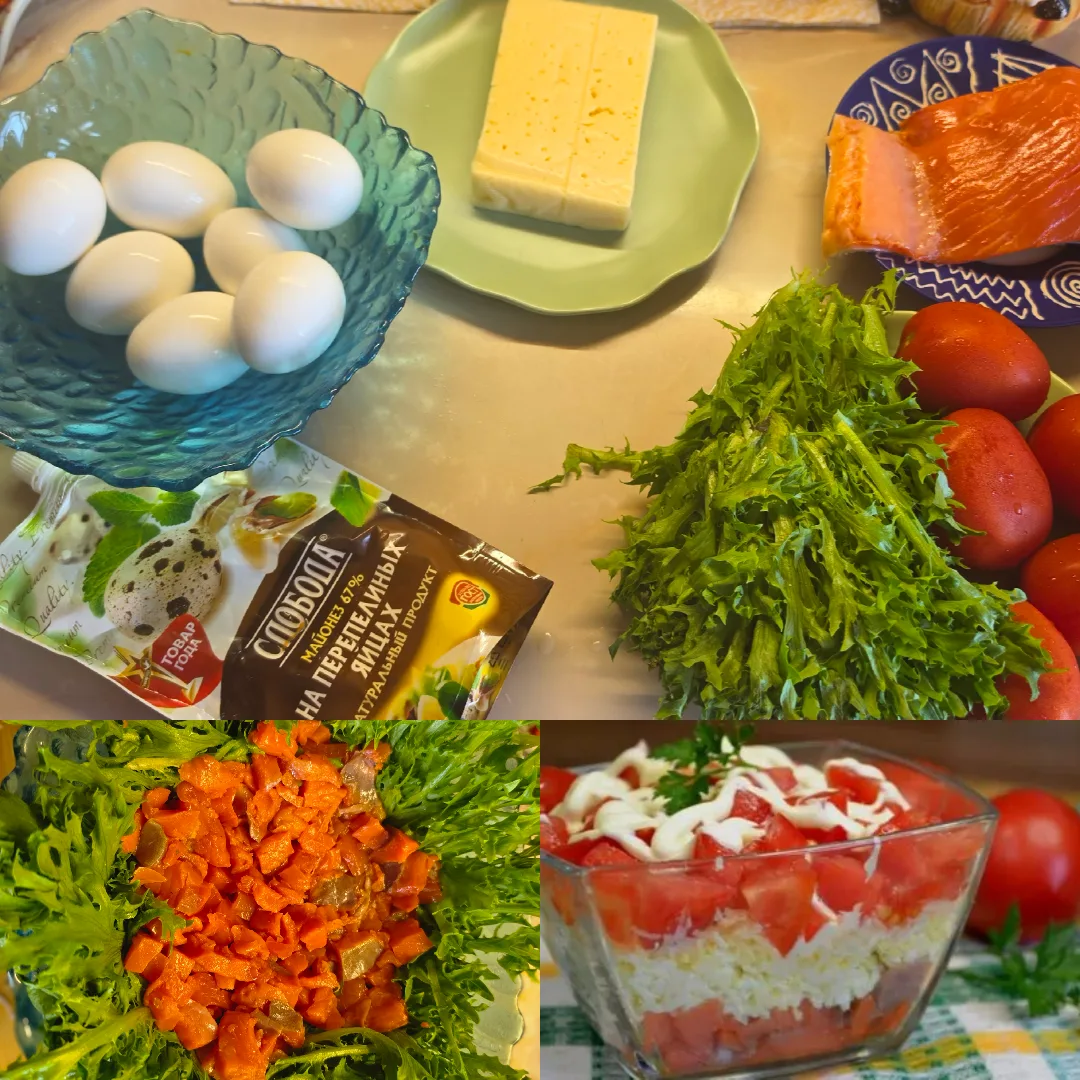 🥗 Слоёный салат с красной рыбой

Недавно делала заказ, и меня попросили приготовить салат с красной