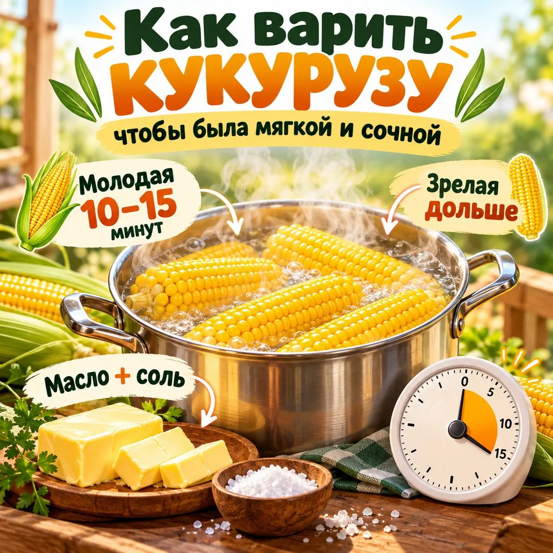 🌽 КАК ПРАВИЛЬНО ВАРИТЬ КУКУРУЗУ, ЧТОБЫ ОНА БЫЛА МЯГКОЙ И СОЧНОЙ