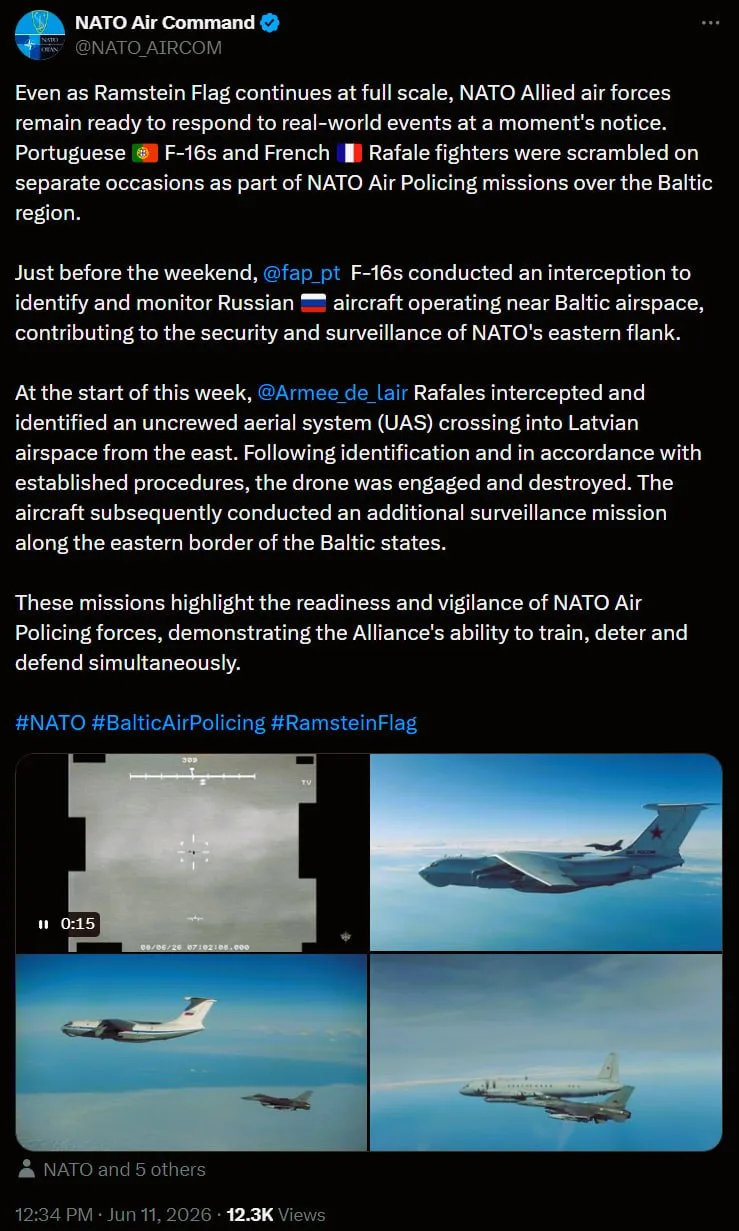 🇷🇺🚩🇺🇦 11 июня аккаунт Объединённого авиационного командования НАТО (AIRCOM) выложи...
