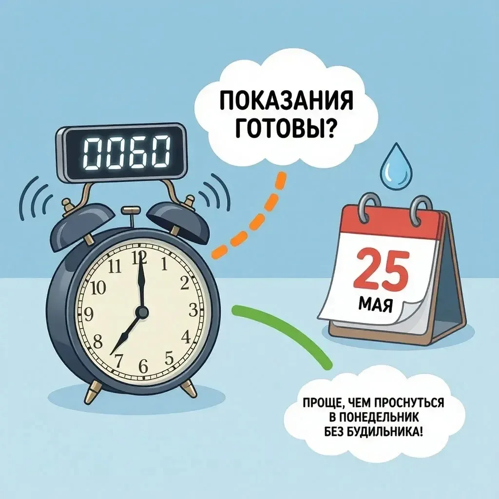 ⏰ Тикают часы, бегут секунды… а счётчики горячей воды ждут ваших показаний! ⏰