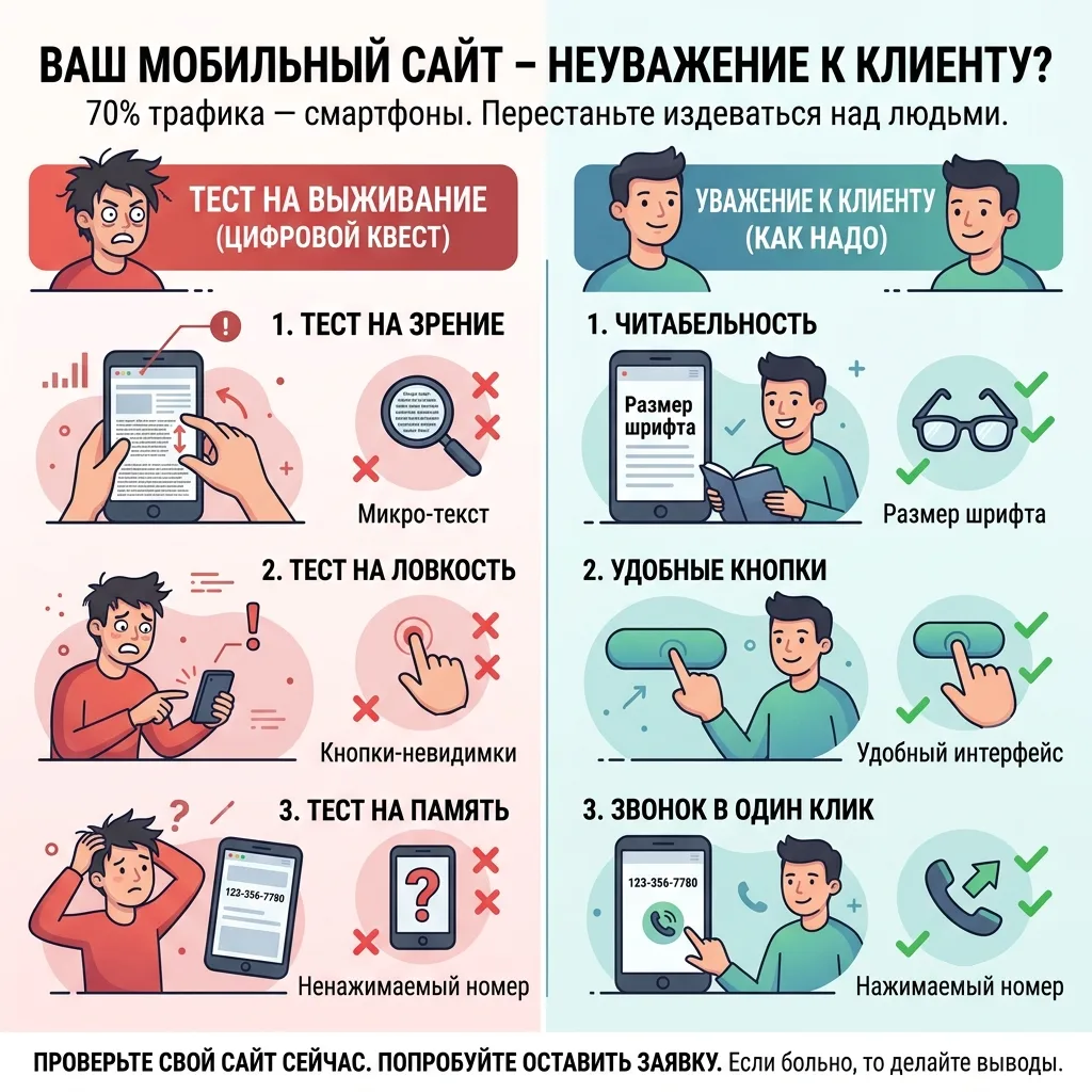 Ваш сайт на мобильном — это неуважение к клиенту