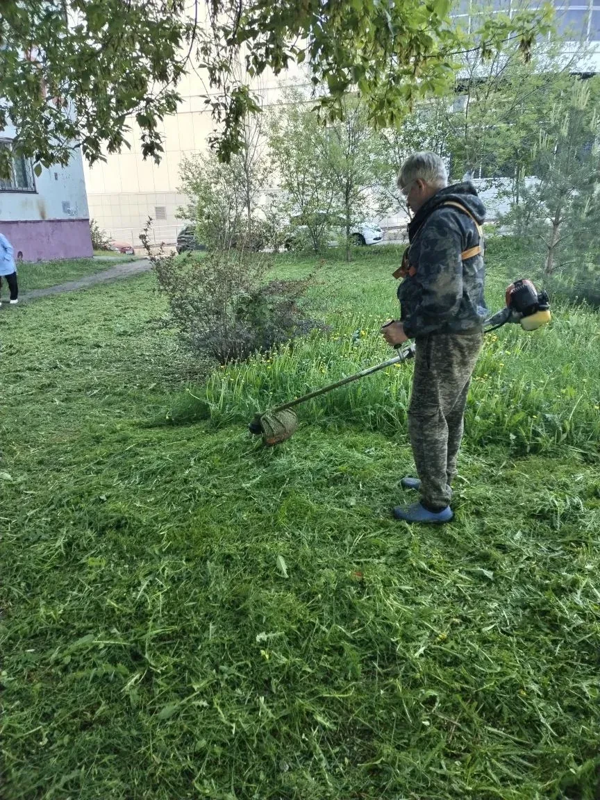 Покос территории дома бр.Строителей, 52.