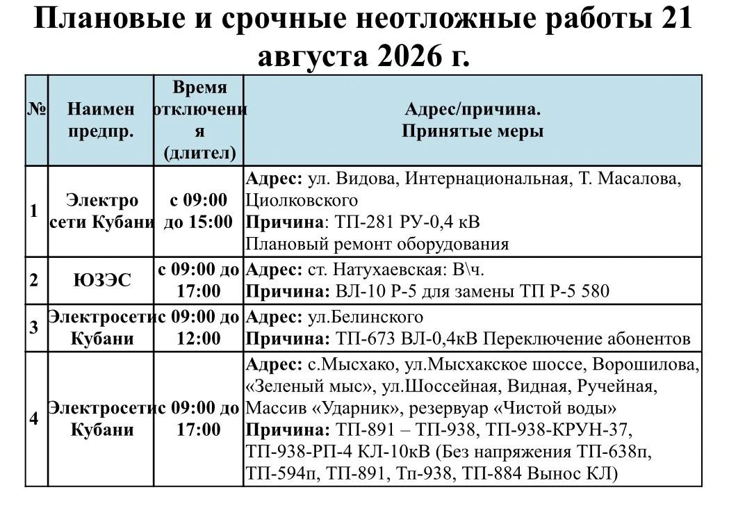 📌Информируем Вас о плановых работах на 21.08.2026