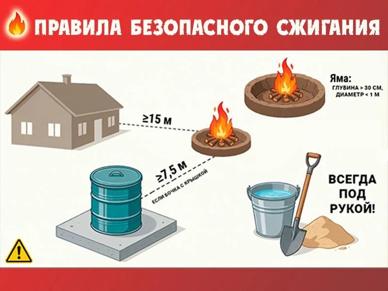 🔥Правила использовании открытого огня для сжигания сухой травы, веток, листвы и другой...