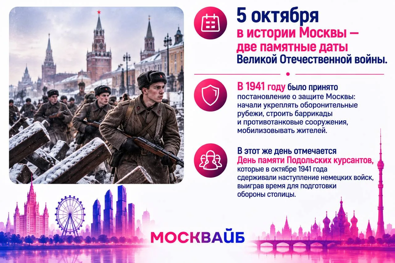 📜 5 октября в Москве - день памяти тех, кто защищал столицу в самые тяжёлые дни Велико...