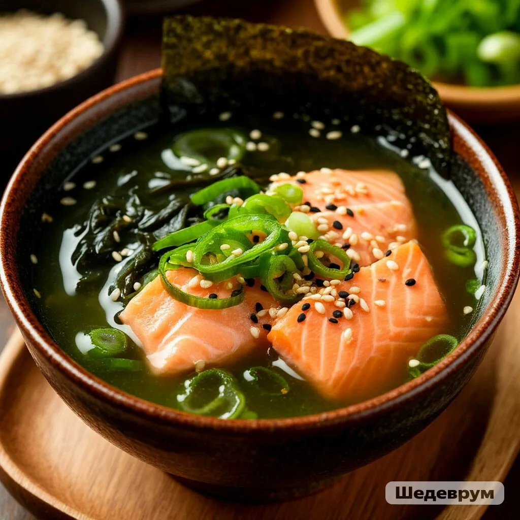 МИСО-СУП С ВОДОРОСЛЯМИ И ЛОСОСЕМ — ЯПОНСКАЯ КЛАССИКА ДОМА! 🍲🐟✨