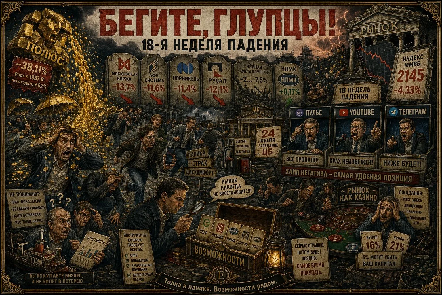 Бегите глупцы! Рынок никогда не восстановится! 

18-я неделя падения российского рынка, на этой неде
