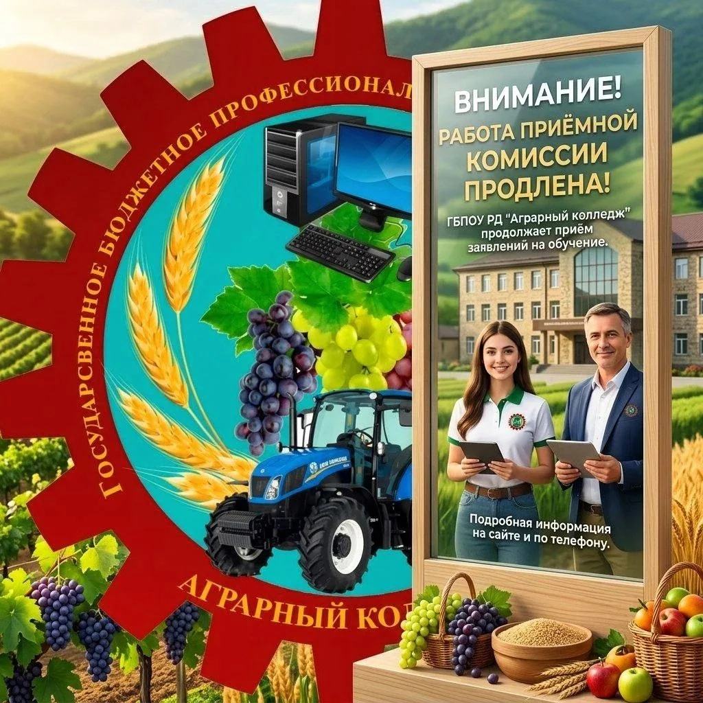 🎓🚜 Подведомственный Минсельхозпроду РД «Аграрный колледж» продлевает прием документов...