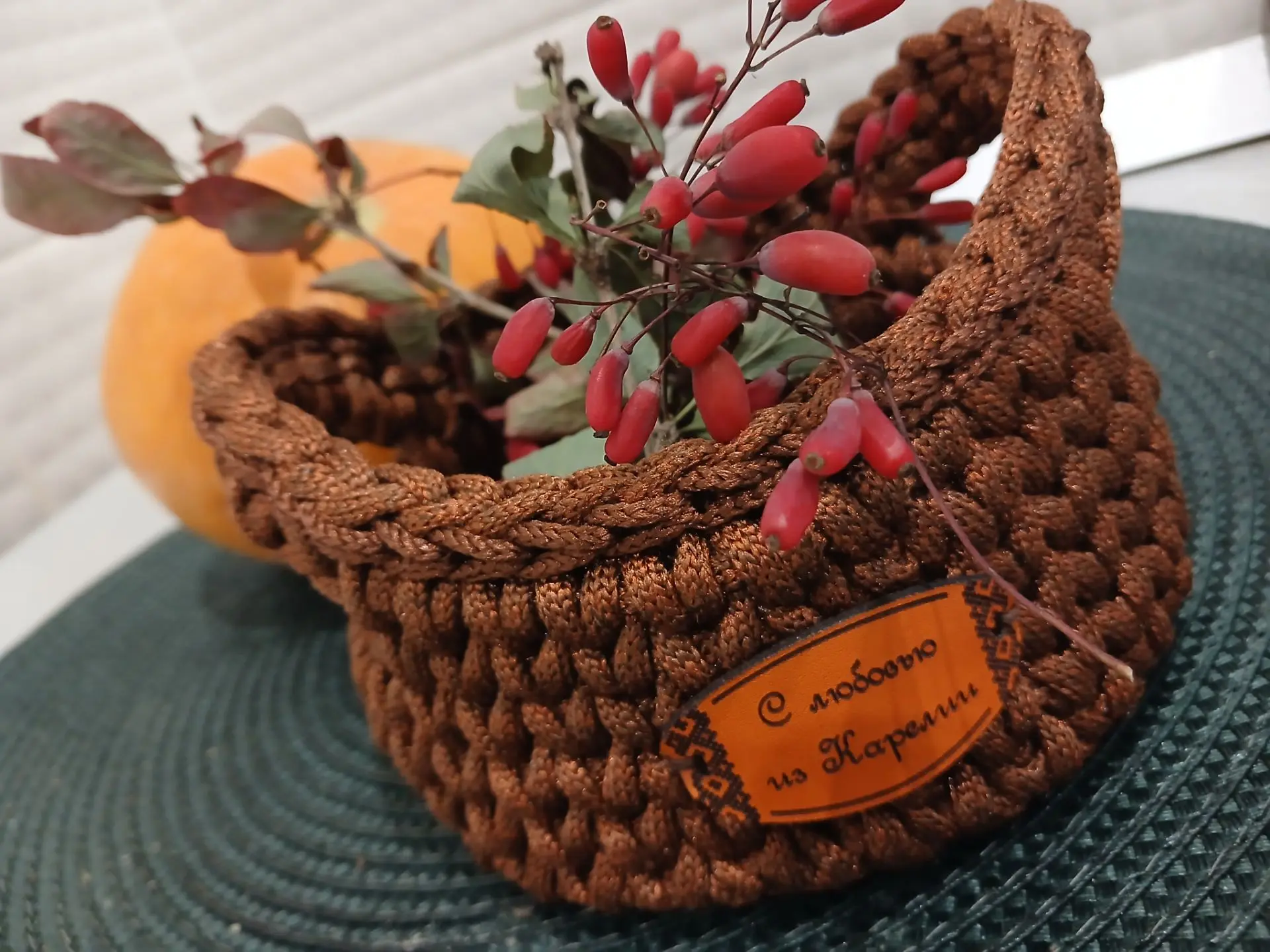 Вот такая осенняя🍁🍃🍂 малышка у меня родилась из вашего шнурочка сатин 5 мм 💥🫶