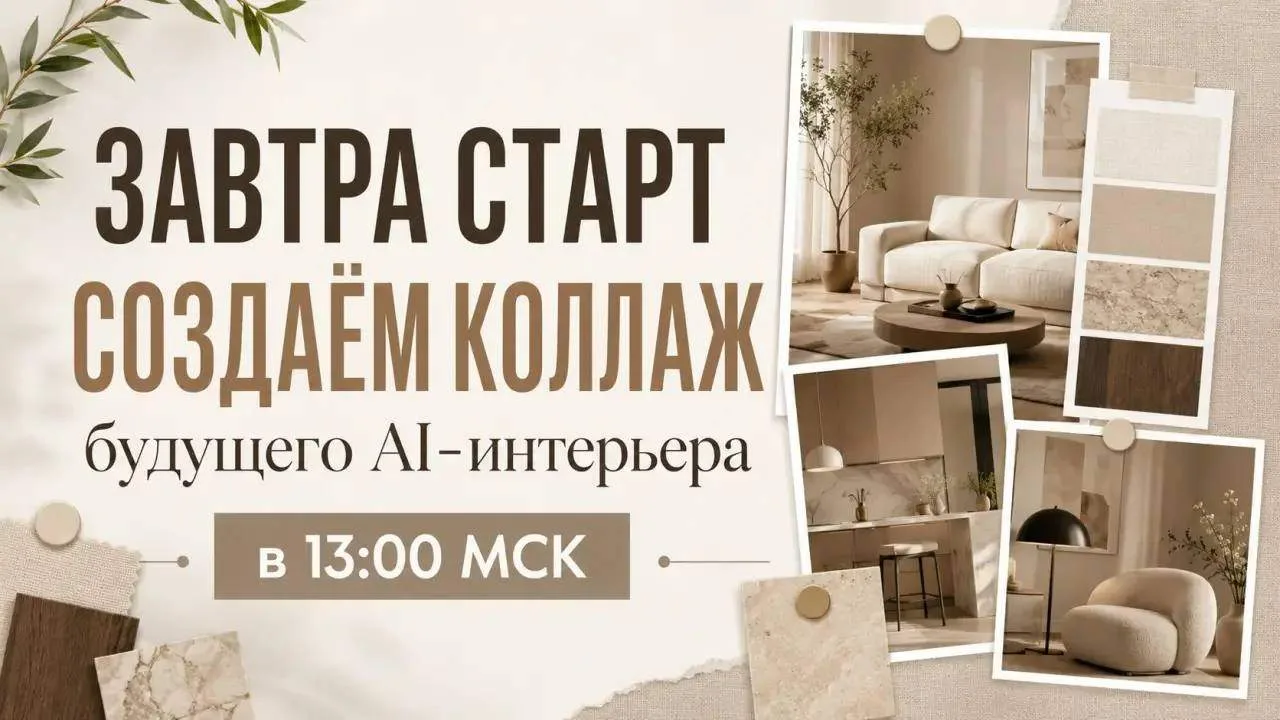 Уже завтра в 13:00 по Мск стартует наш новый практикум «Дизайн интерьера через нейросети»
