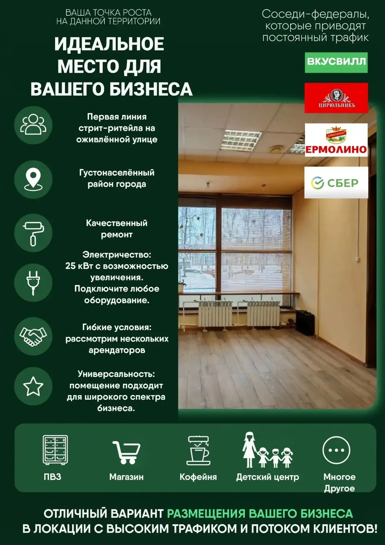 Сдаются коммерческие помещения в густонаселённом районе города — это бывший офис с каче...