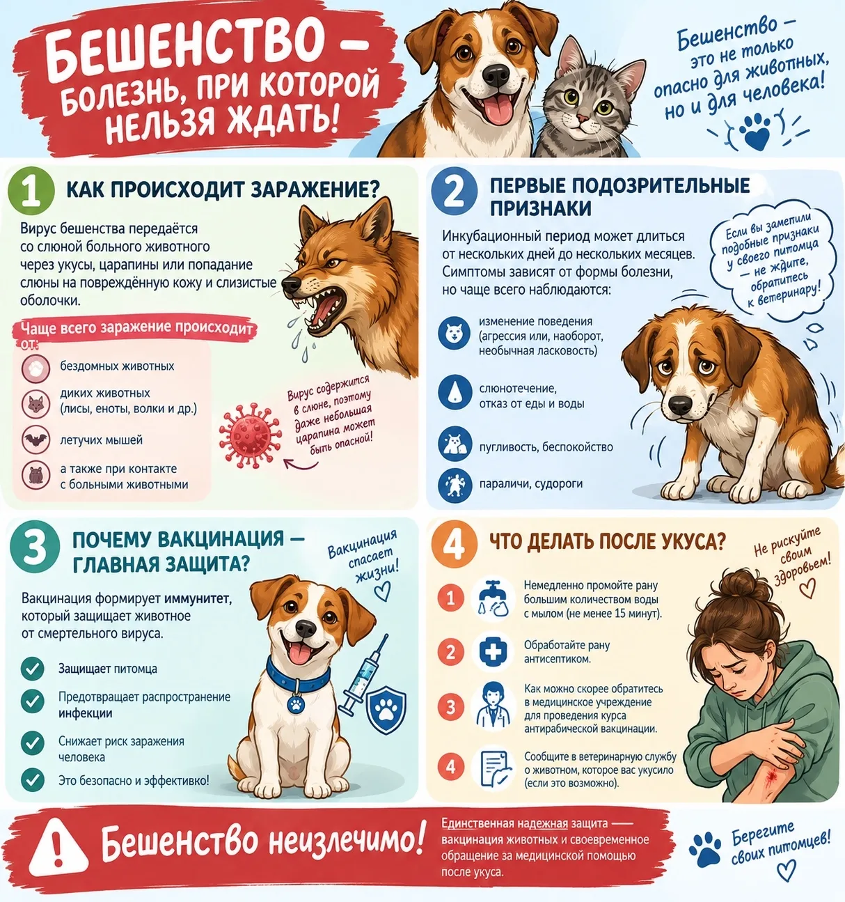 БЕШЕНСТВО — БОЛЕЗНЬ, ПРИ КОТОРОЙ НЕЛЬЗЯ ЖДАТЬ! 🚨