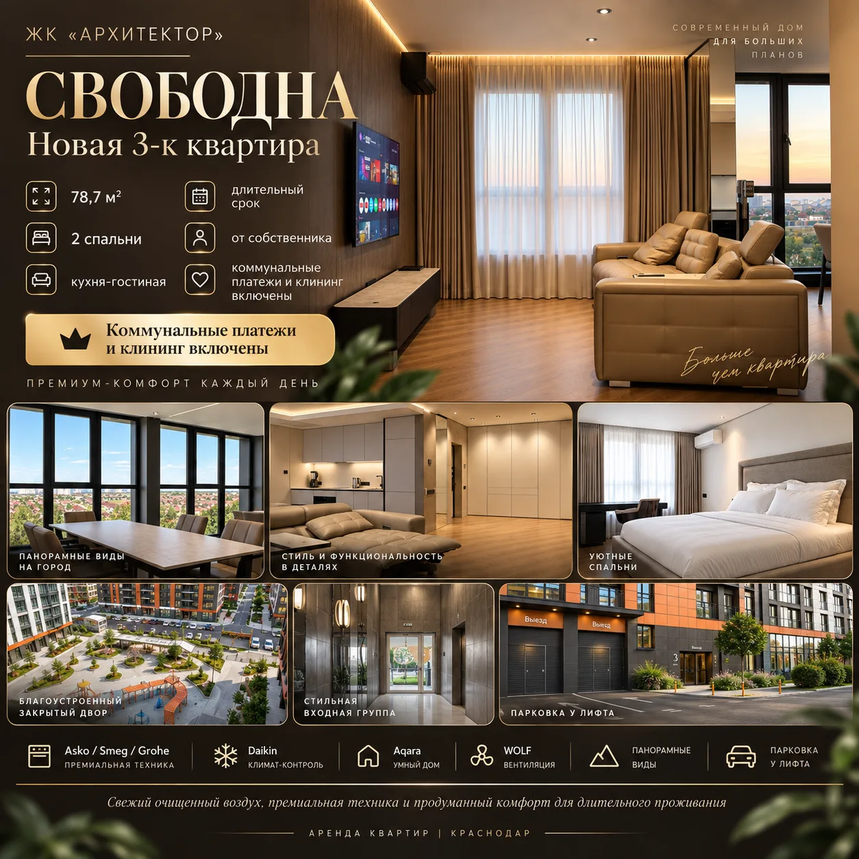 НОВАЯ 3-К КВАРТИРА В ЖК «АРХИТЕКТОР» | 78,7 м²