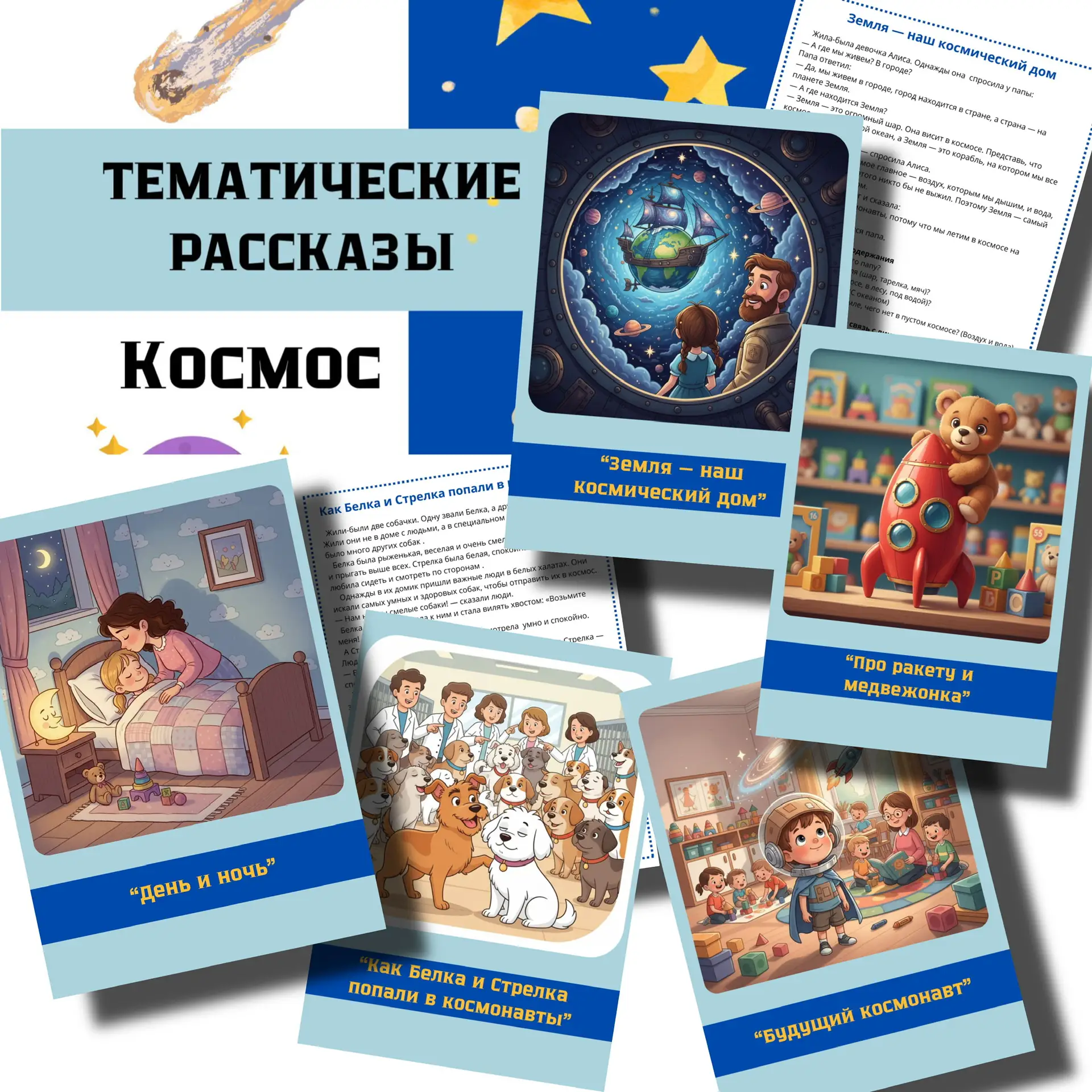НОВИНКА🚀☄️💫🛰️🔭🪐 Тематические рассказы  Лексическая тема «КОСМОС»  В комплекте: ✨ 5 увлекательных рас
