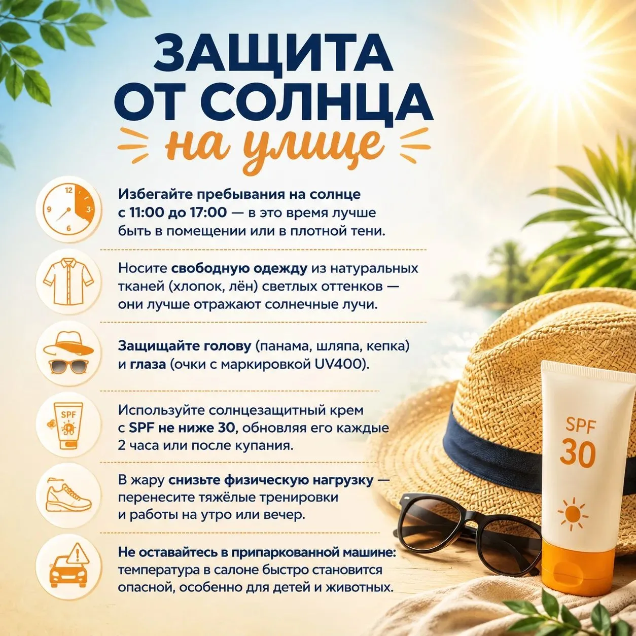 Действия в сильную жару 🔥