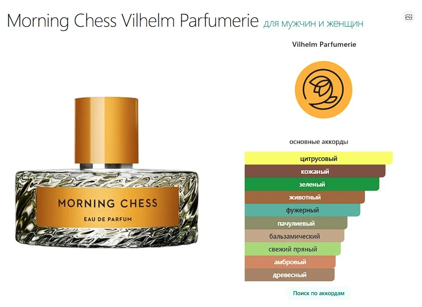 Morning Chess Vilhelm Parfumerie — это аромат для мужчин и женщин, он принадлежит к гру...